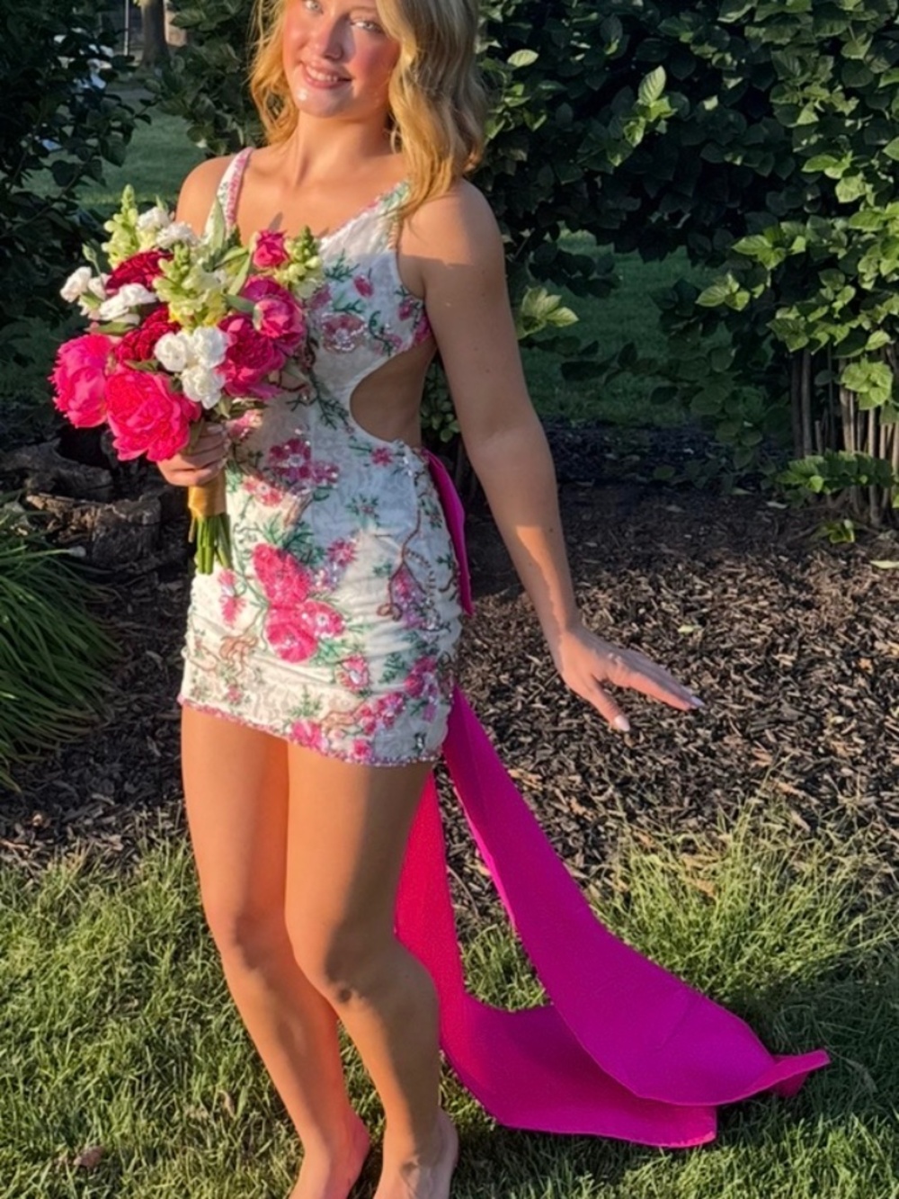 Sherry Hill sequin and bow short dress